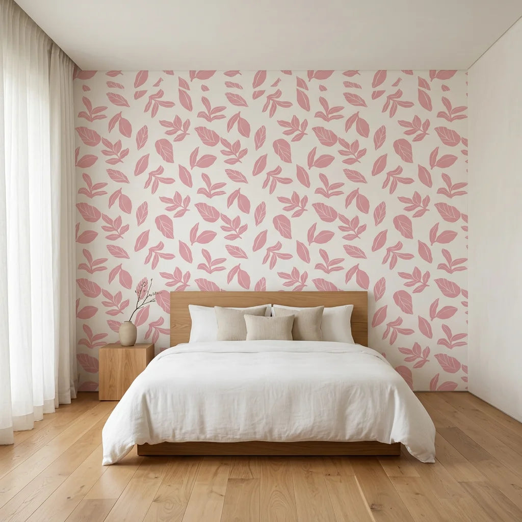 Rose Foliage soft pink leaf adding character to a cozy bedroom