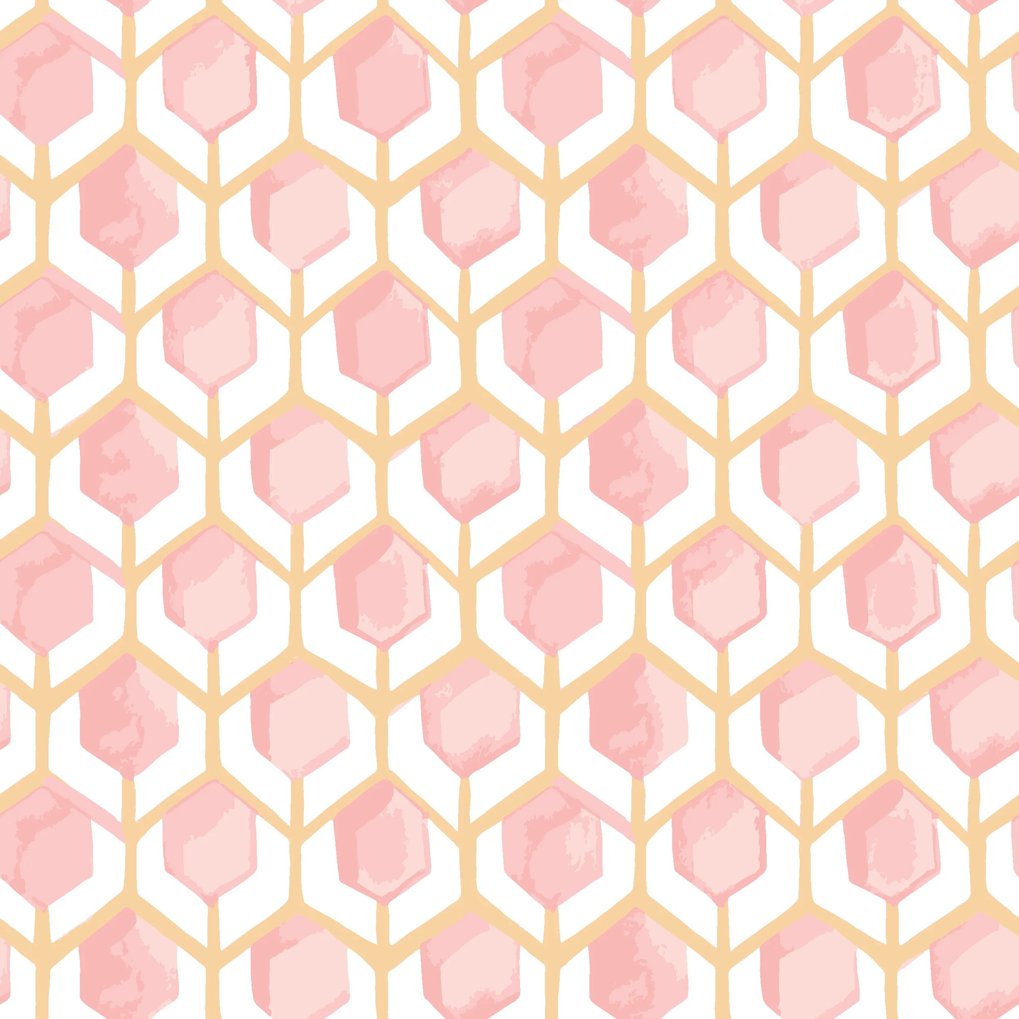 Rose Honeycomb blush geometric peel and stick wallpaper