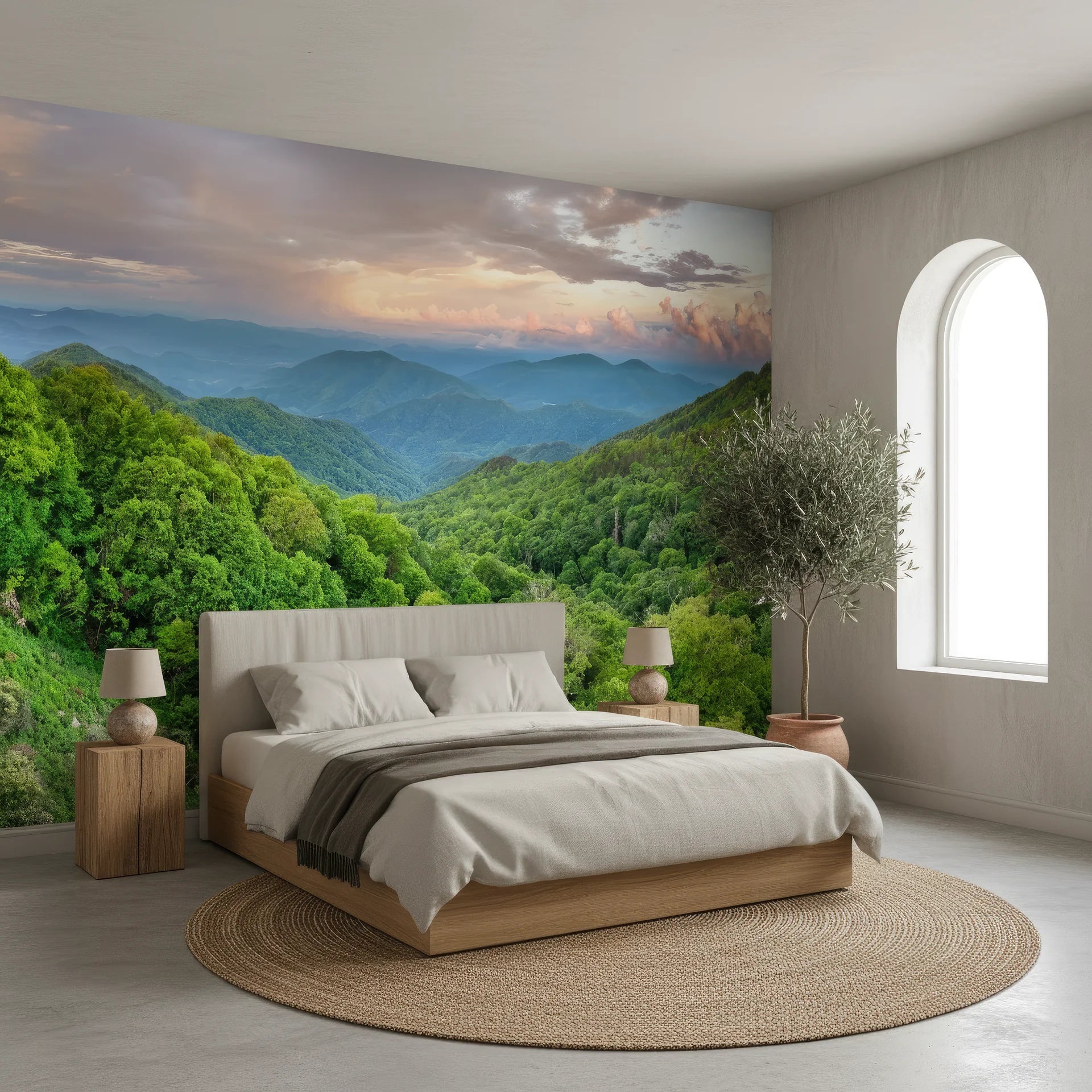 Landscape combining rose and green color harmony peel and stick