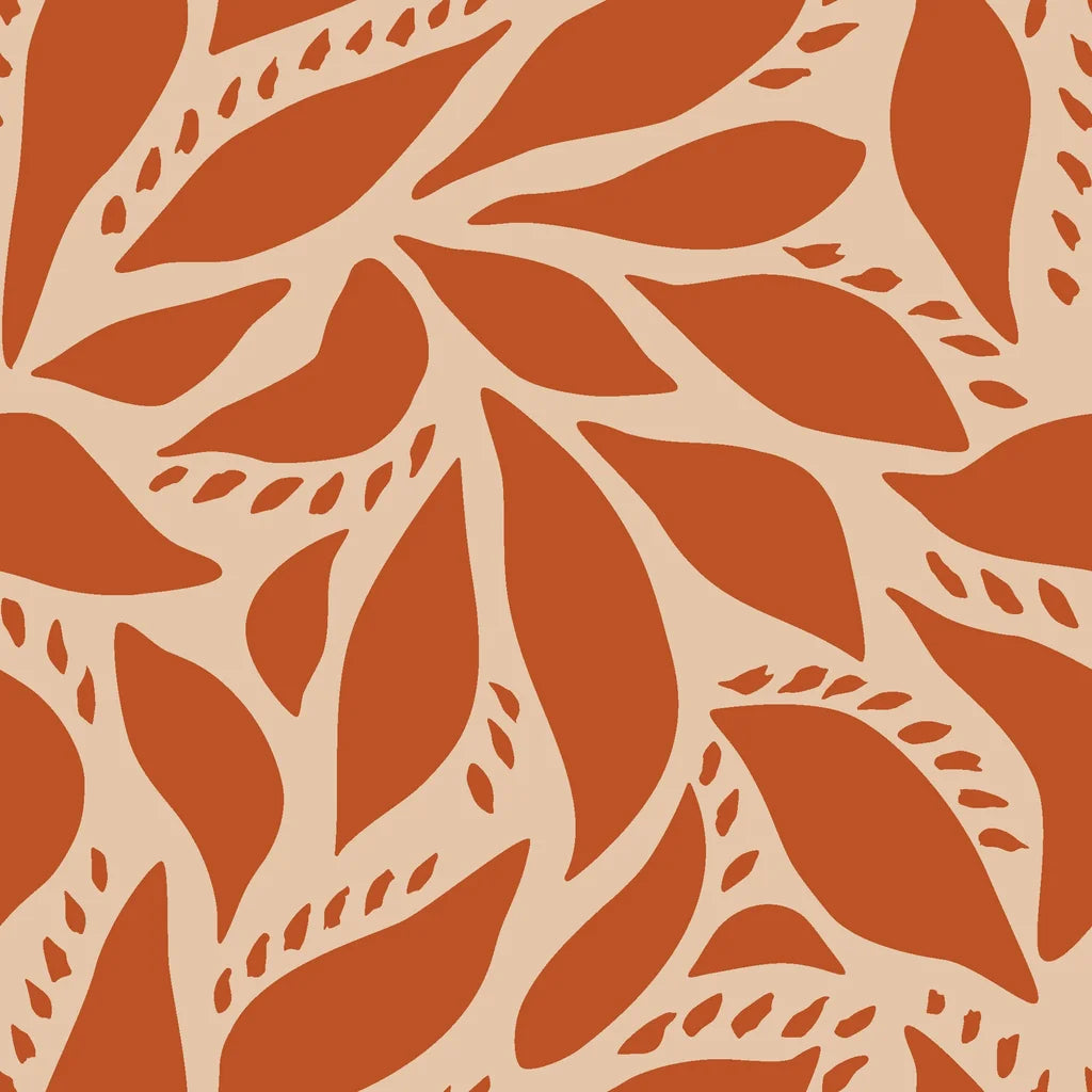 Rust Echoes bold leaf wallpaper