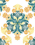 Saffron Bloom vibrant yellow and teal floral wallpaper