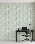 Sage & Bud serene green willow as a feature wall in a bright home office