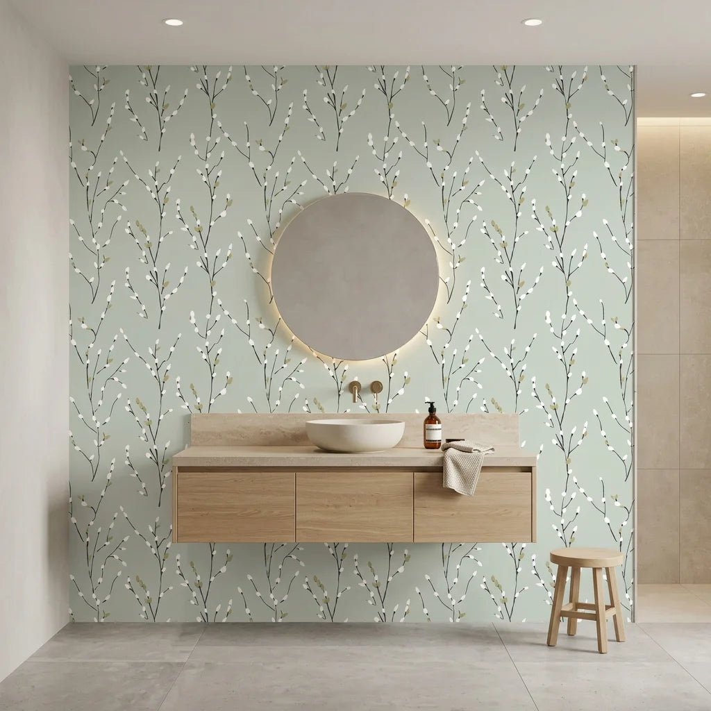 Sage &amp; Bud serene green willow creating ambiance in a serene bathroom