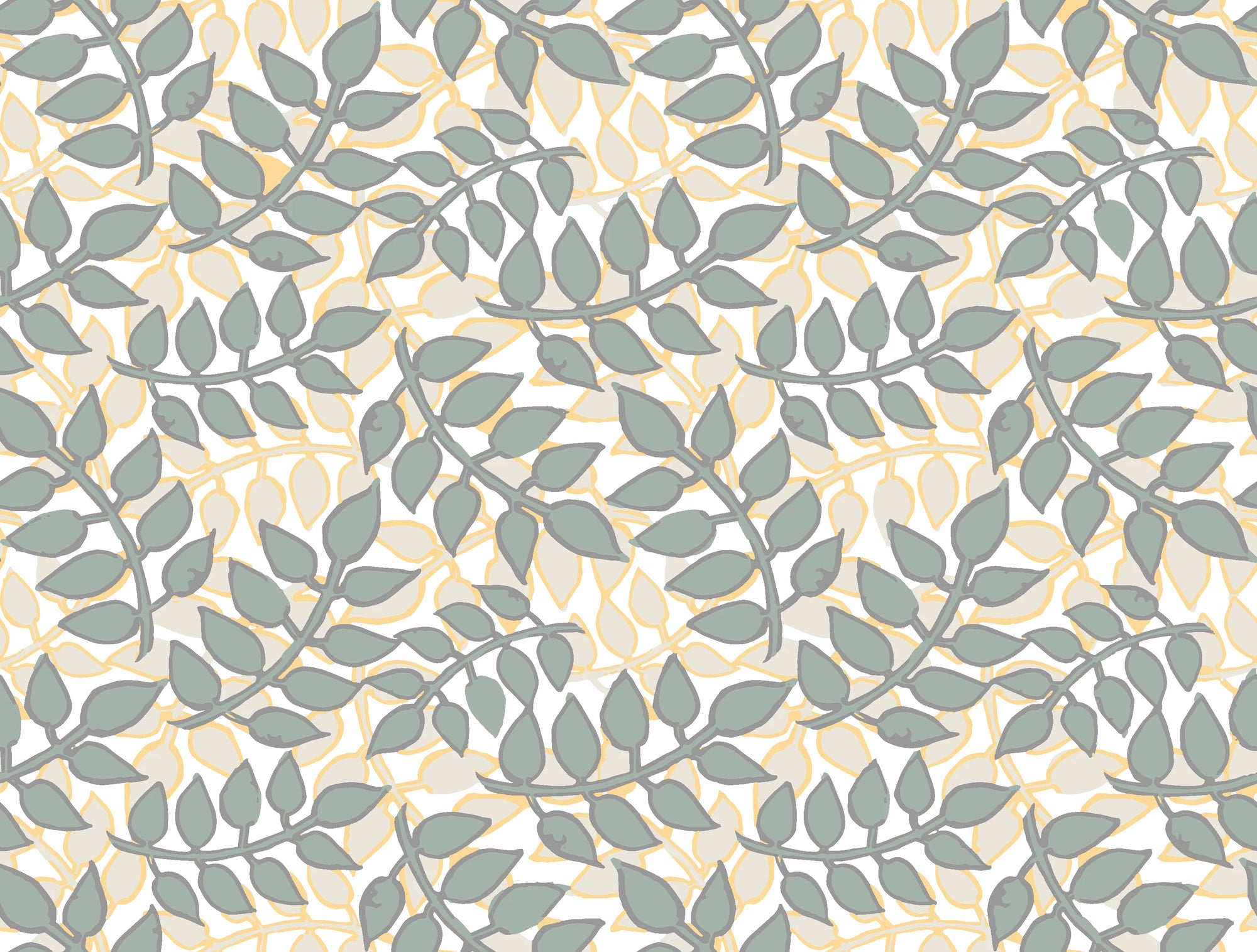 Sage & Gold elegant botanical peel and stick wallpaper