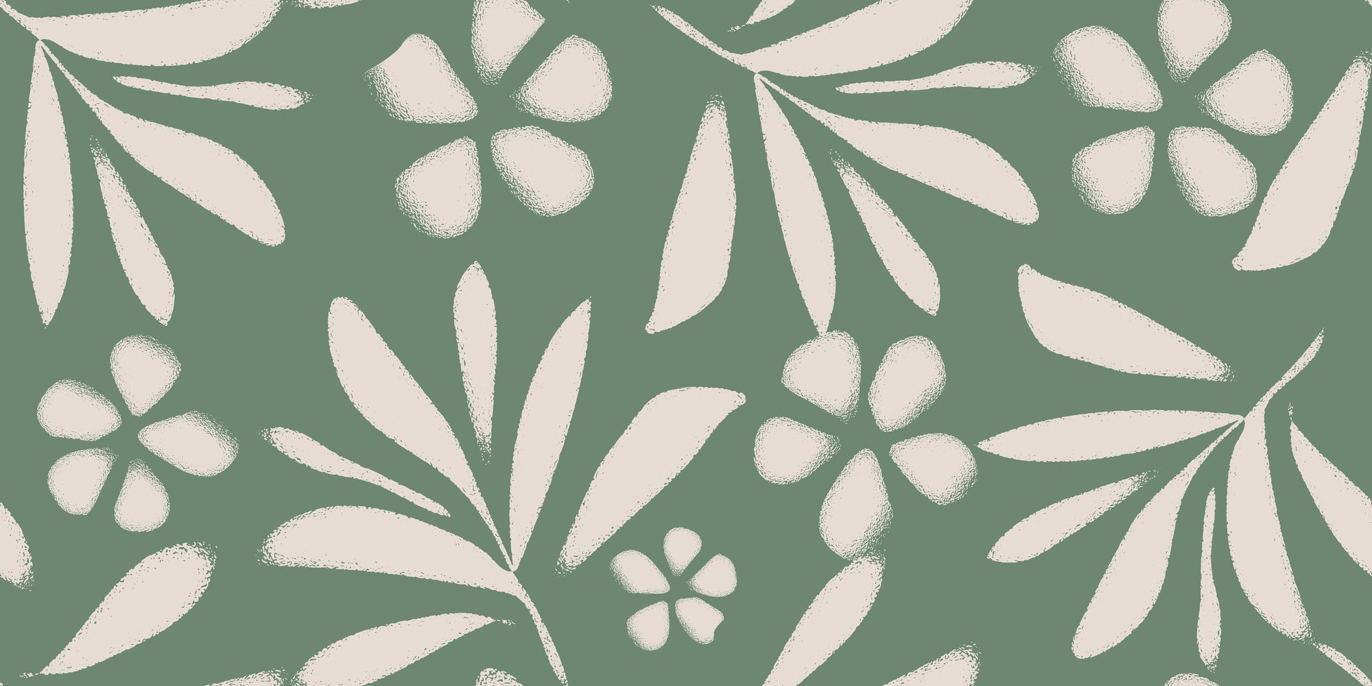 Smooth peel and stick wallpaper with cream leaf silhouettes - Sage Silhouette