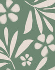 Smooth peel and stick wallpaper with cream leaf silhouettes - Sage Silhouette