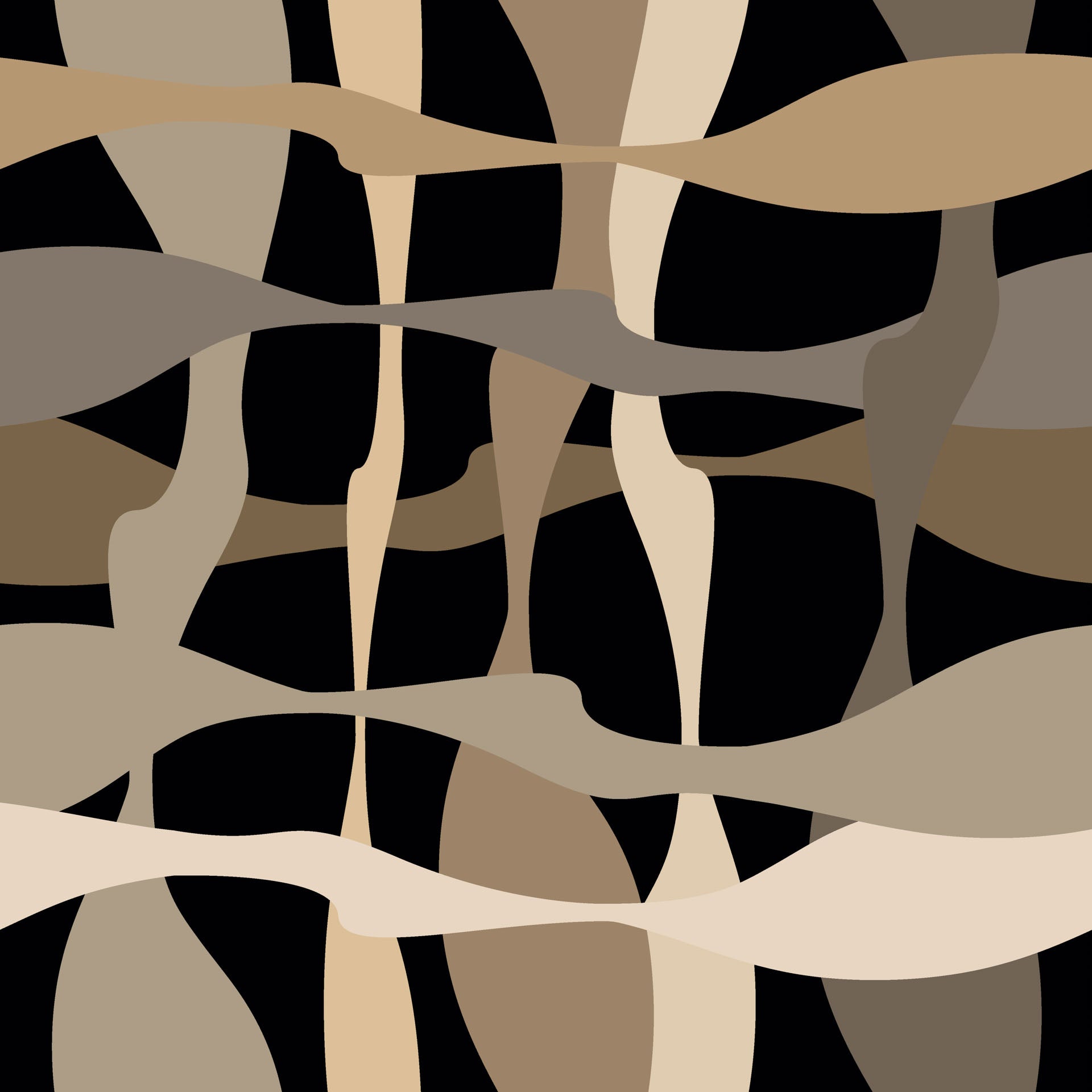 Self-adhesive wallpaper featuring an abstract design of undulating beige and brown geometric lines