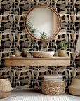 Abstract beige and brown wavy geometric line peel and stick wallpaper - Sandy Strands