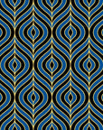 Sapphire Flame bold blue and gold ogee wallpaper