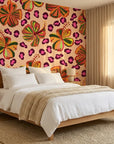 Savanna Bloom african floral wallpaper adding character to a cozy bedroom