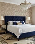 Savanna Pulse bold black and tan animal print wallpaper adding character to a cozy bedroom