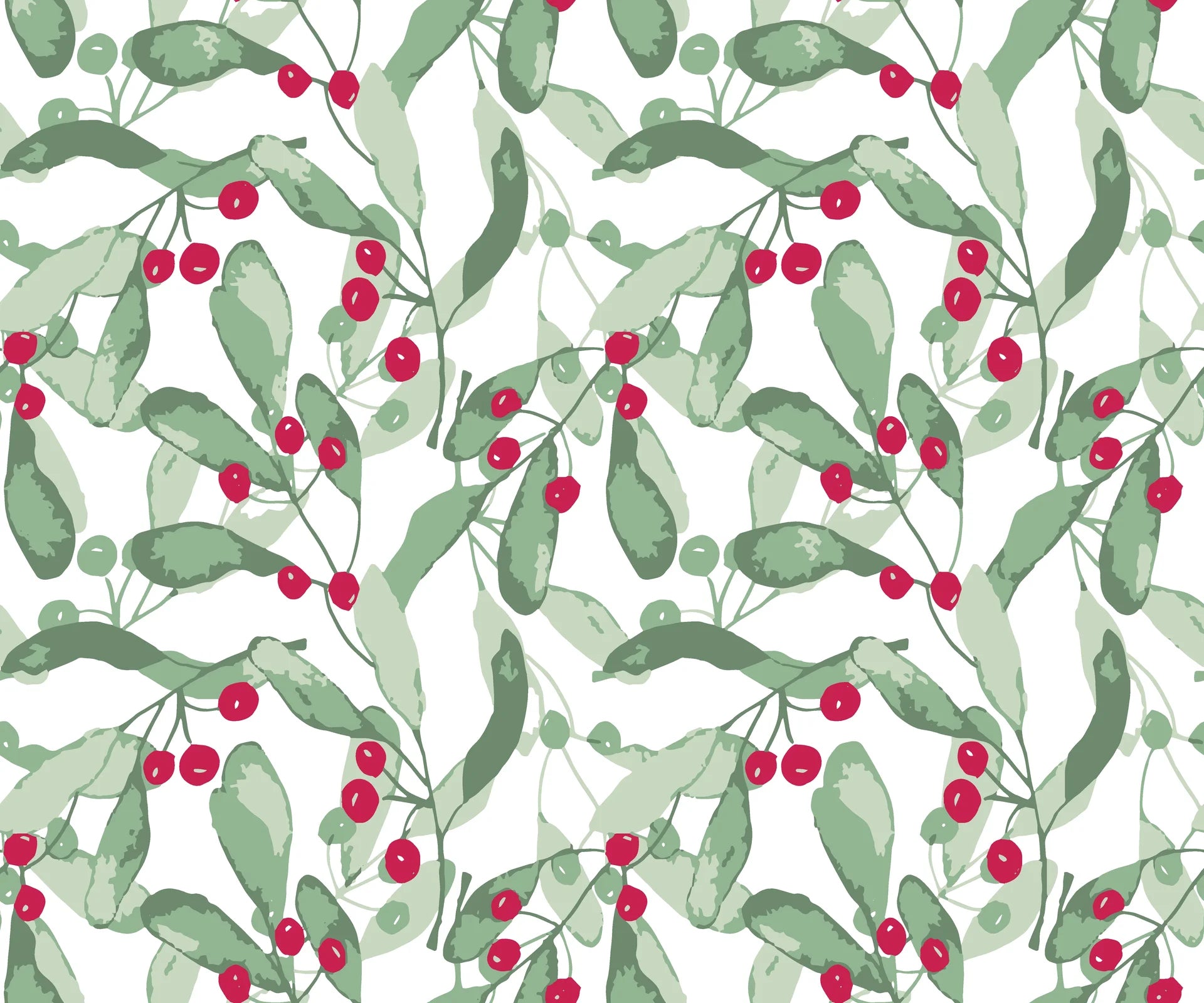 Scarlet & Sage green botanical peel and stick wallpaper