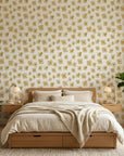Scattered Gold neutral floral peel and stick wallpaper adding character to a cozy bedroom