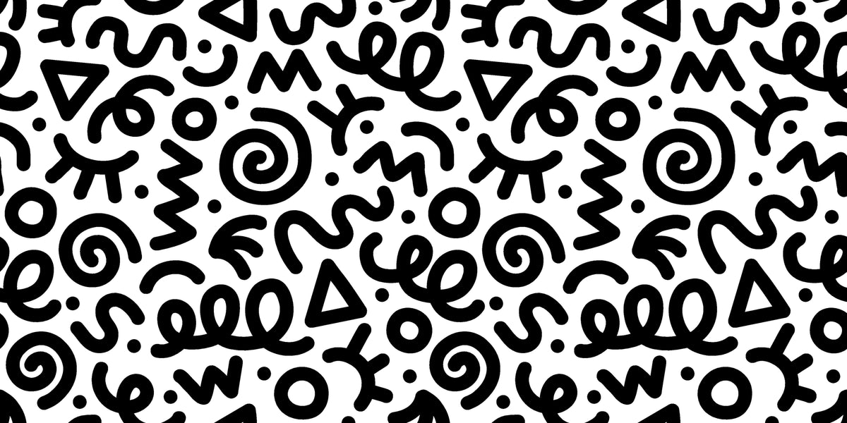 Modern black white abstract doodle pattern peel and stick wallpaper -Scribble Pop