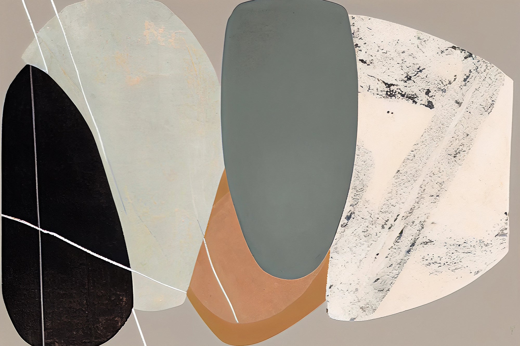 Matte peel and stick wallpaper with abstract sculptural shapes - Sculpted Fragments