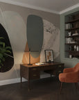 Sculpted Fragments bold modern abstract as a feature wall in a bright home office