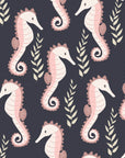 Smooth blush pink seahorse peel and stick wallpaper - Seahorse Reverie