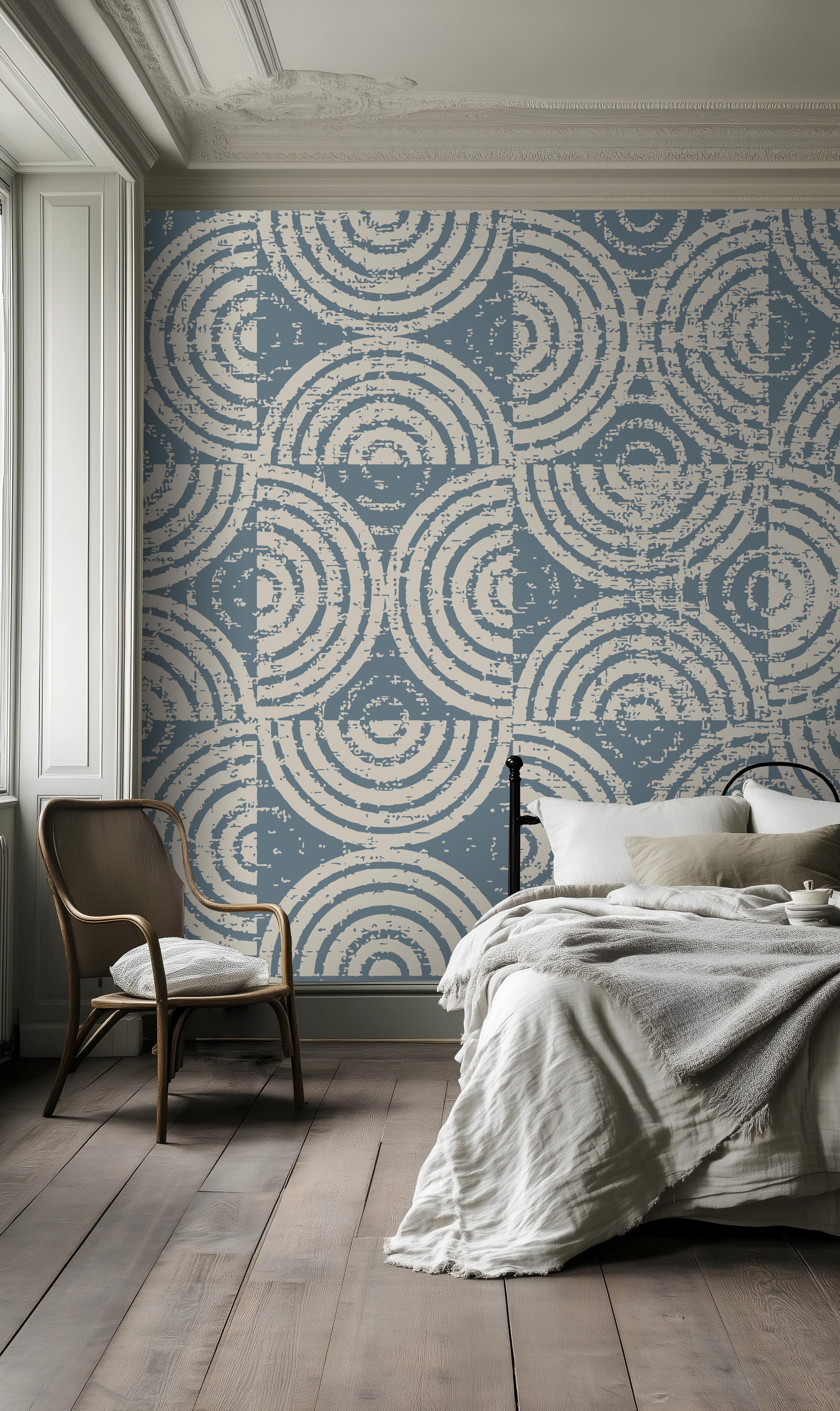 Semi Blue wallpaper close up showing soft blue texture and tonal variation