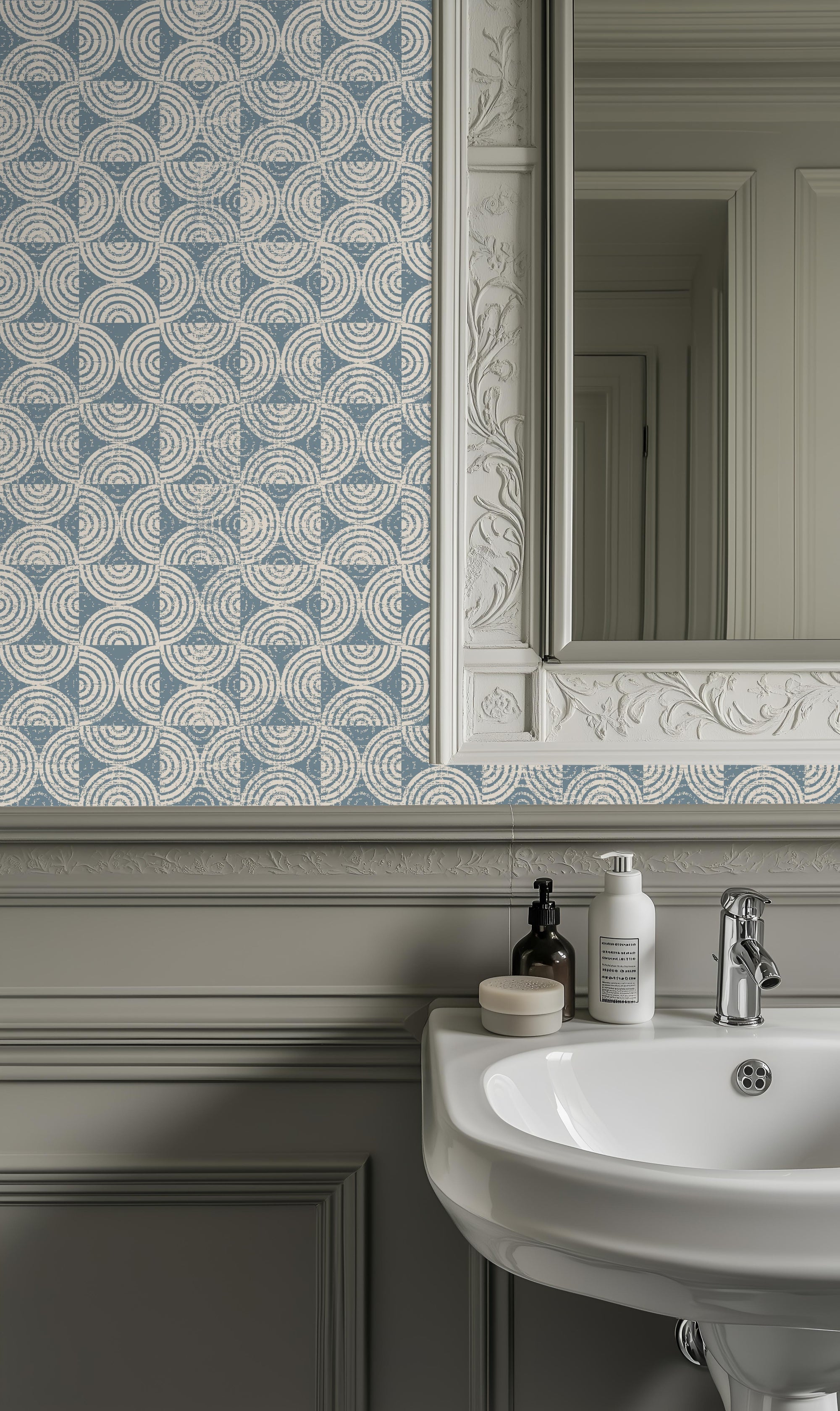 Semi Blue custom wallpaper image showing seamless subtle blue textured design on wall