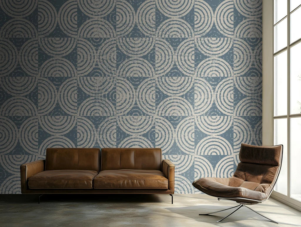 Muted, semi-blue textured wallpaper design element, perfect for contemporary minimalist homes and decor
