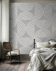 Grayish wallpaper pattern (detail 2) exhibiting gentle texture and a range of gray tones.