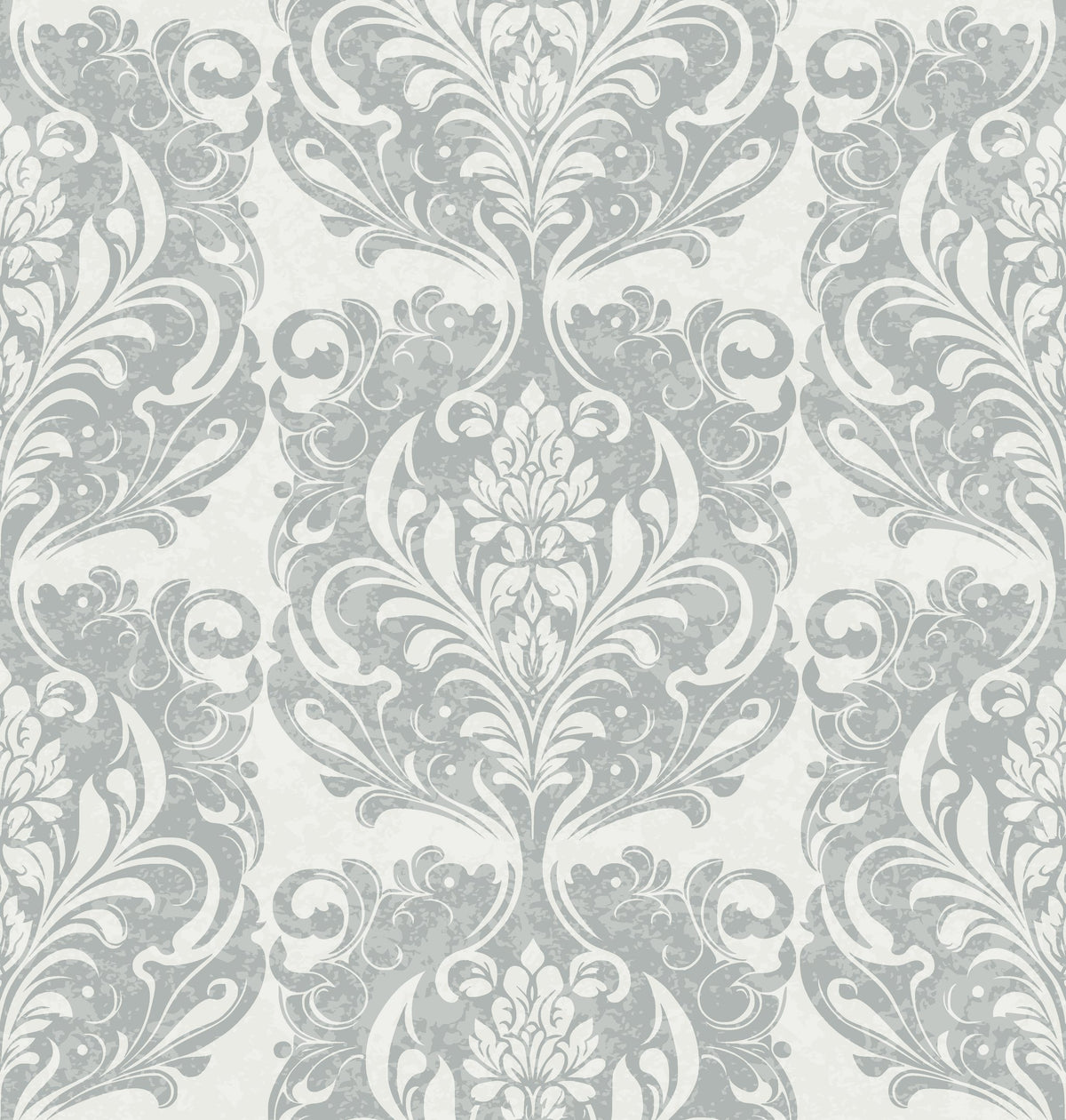 Serene Blossom soft grey damask wallpaper