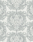 Serene Blossom soft grey damask wallpaper
