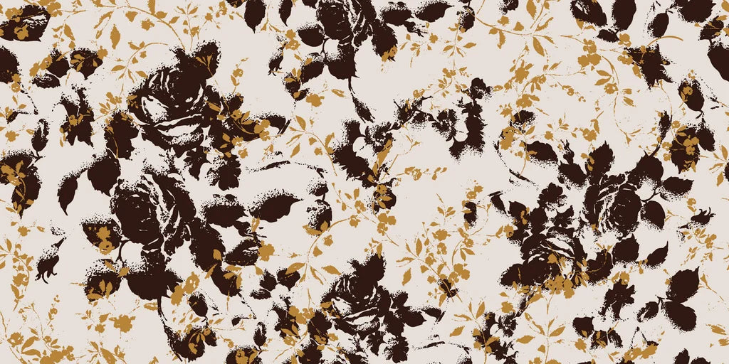 Shadow Luxe cream and brown distressed floral silhouette wallpaper