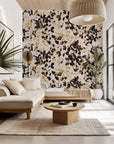 Self-adhesive wallpaper featuring a distressed brown and black floral shadow design (Shadow Luxe)