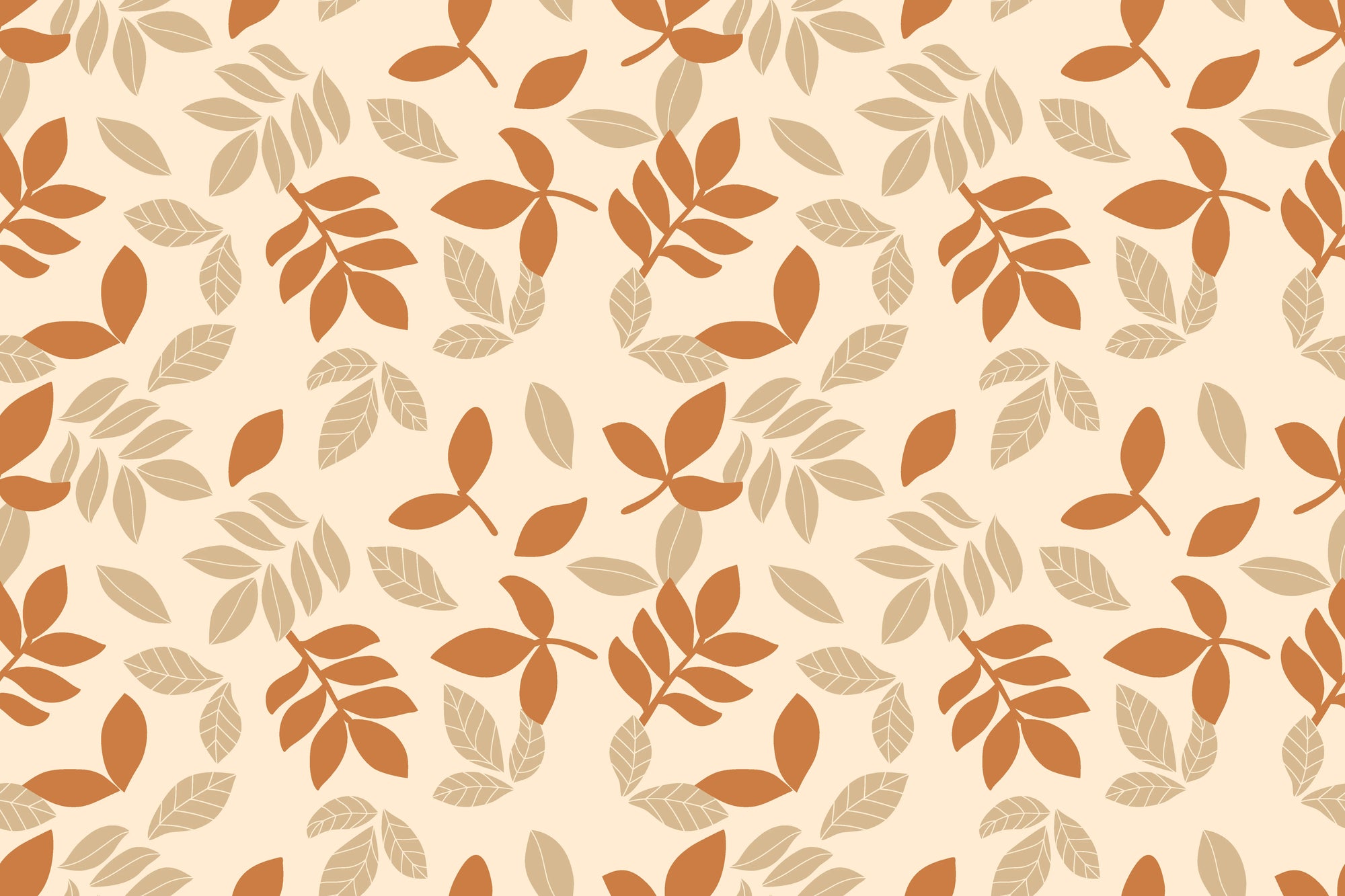 Smooth terracotta and tan autumn leaf peel and stick wallpaper - Sienna Drift