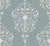 Elegant Silent Spring damask wallpaper with white ornate scrollwork on sage green background