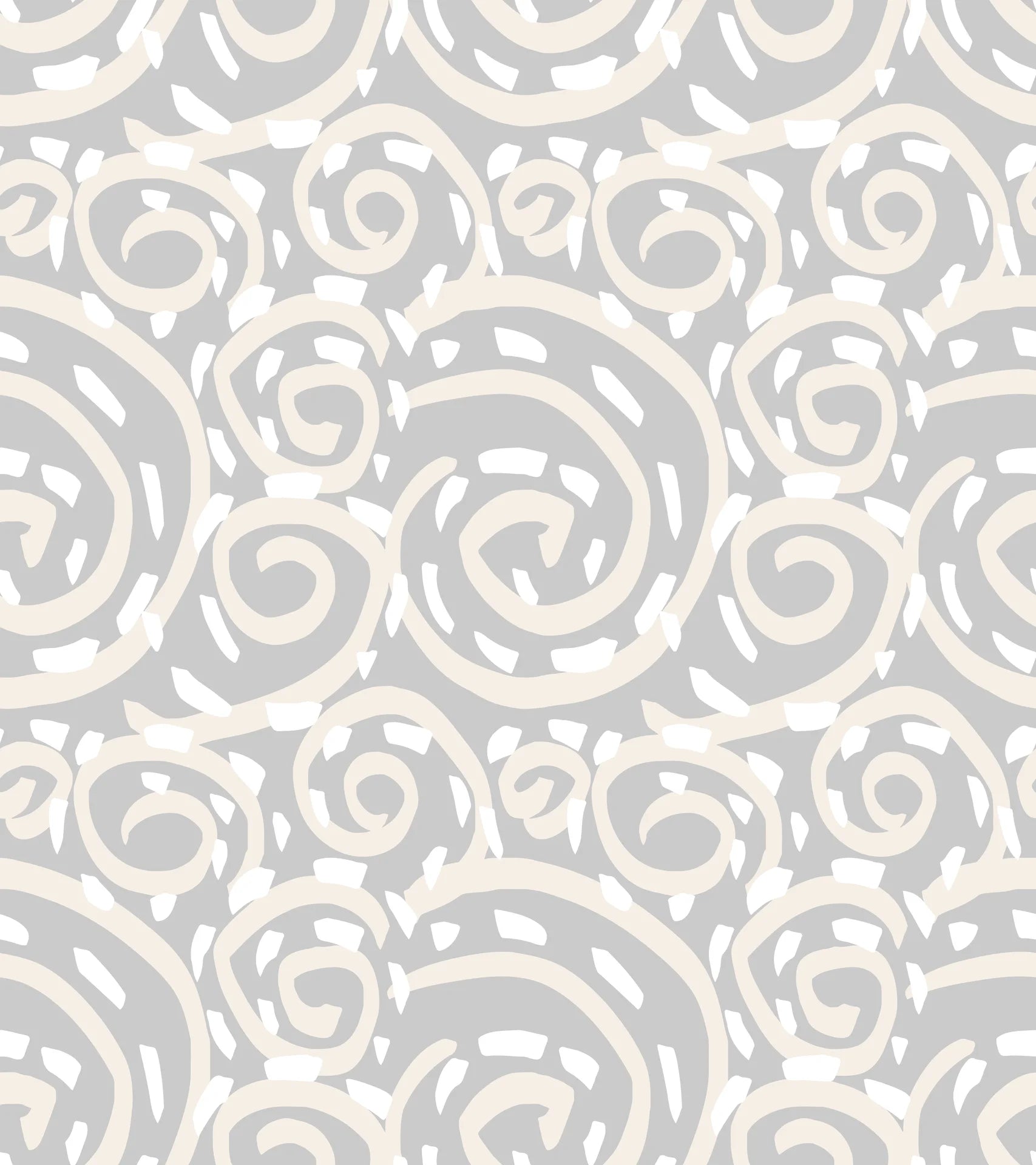 Matte grey and ivory abstract swirl peel and stick wallpaper - Silver Eddy