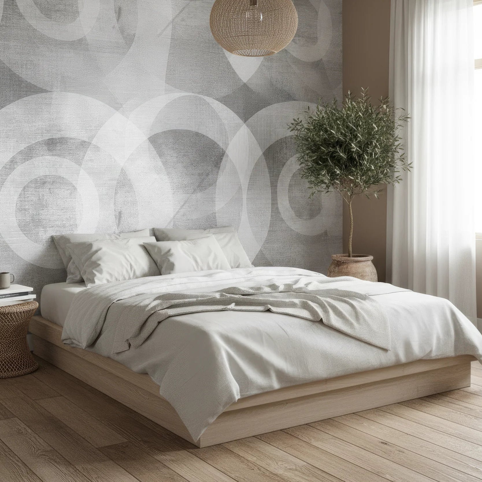 Sophisticated circle pattern wallpaper sample with balanced design