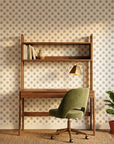 Silver Trefoil elegant grey and gold minimalist wallpaper adding character to a cozy bedroom