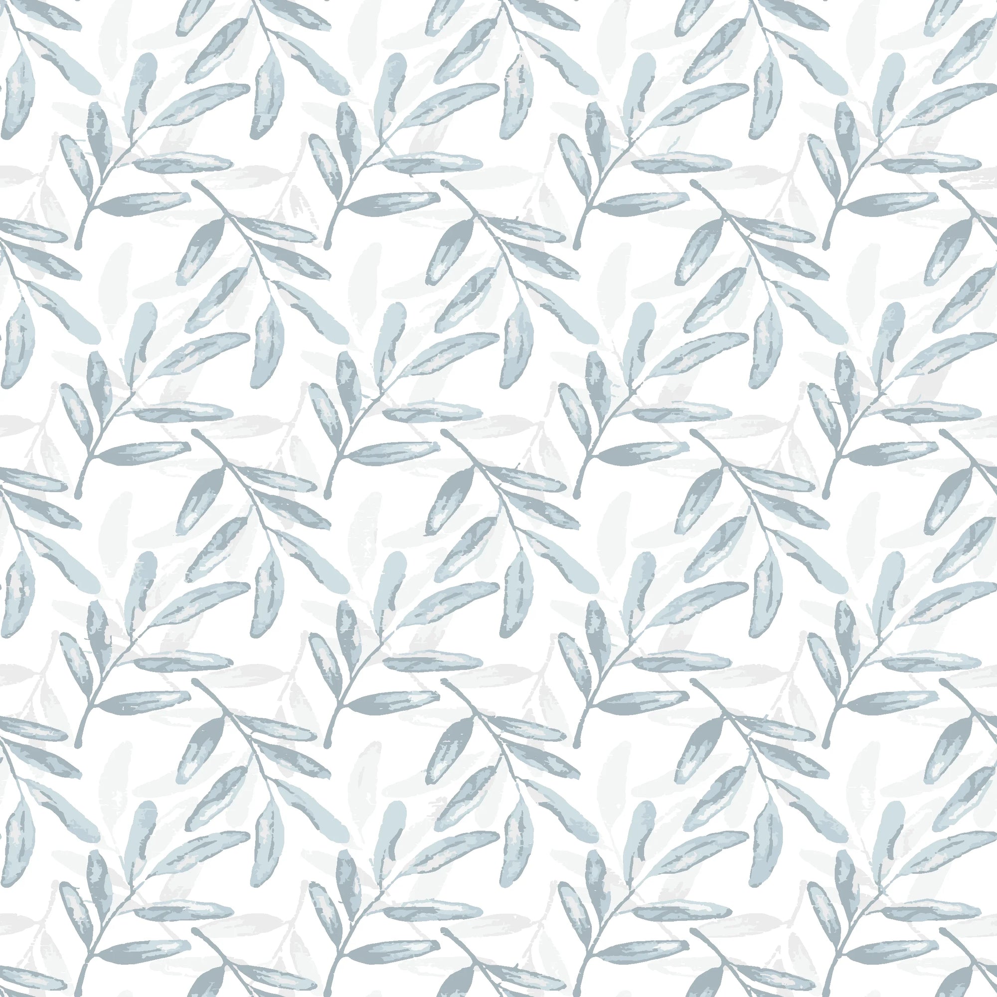 Silver Willow serene blue botanical wallpaper