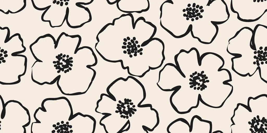 Sketch Anemone artistic floral wallpaper