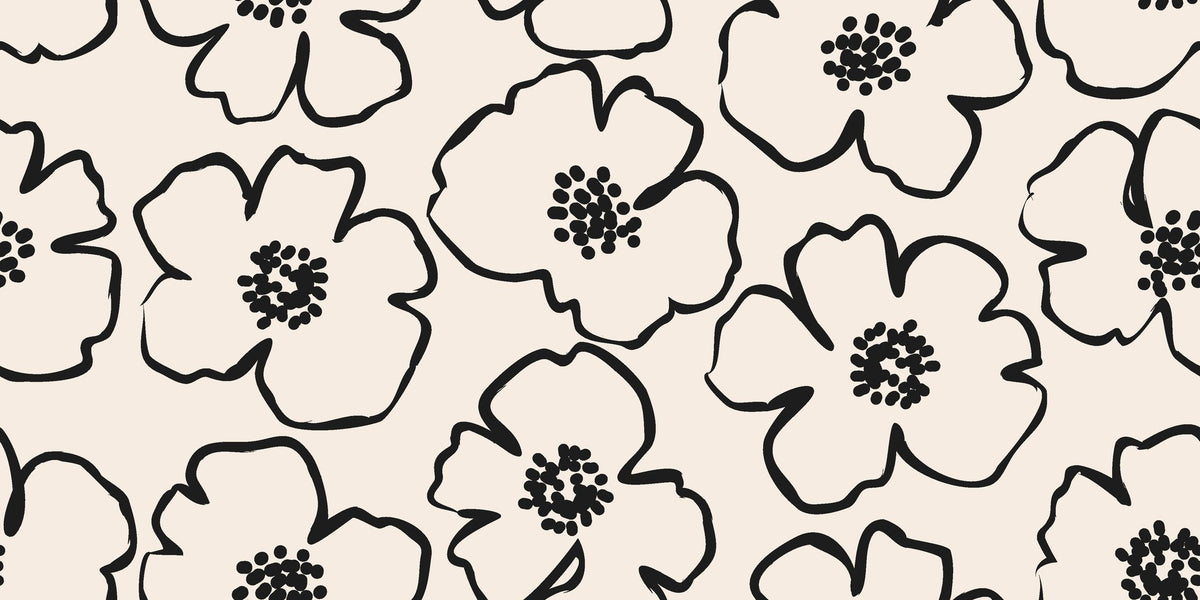 Sketch Anemone artistic floral wallpaper