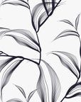 Smooth peel and stick wallpaper with linear leaf sketches - Sketched Silence
