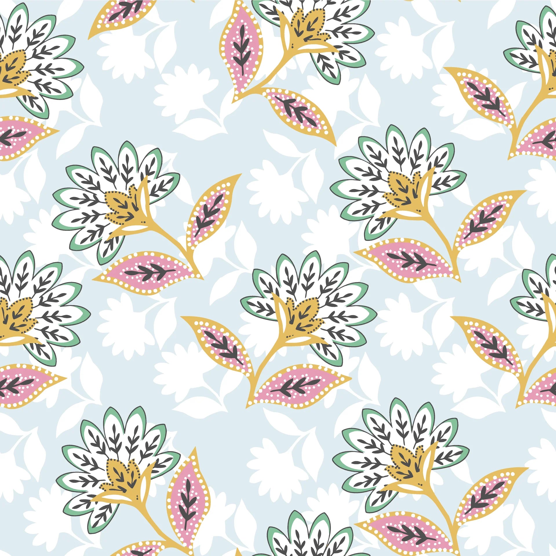 Sky Garden pastel floral peel and stick wallpaper