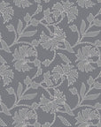 Matte grey stitched floral vine peel and stick wallpaper - Slate Sashiko creating ambiance in a bathroom