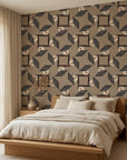 Sliced Radiance modern block wallpaper adding character to a cozy bedroom