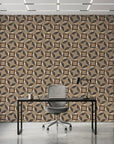 Sliced Radiance modern block wallpaper as a feature wall in a bright home office
