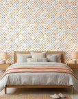 Soft Geometry peach and grey abstract wallpaper adding character to a cozy bedroom