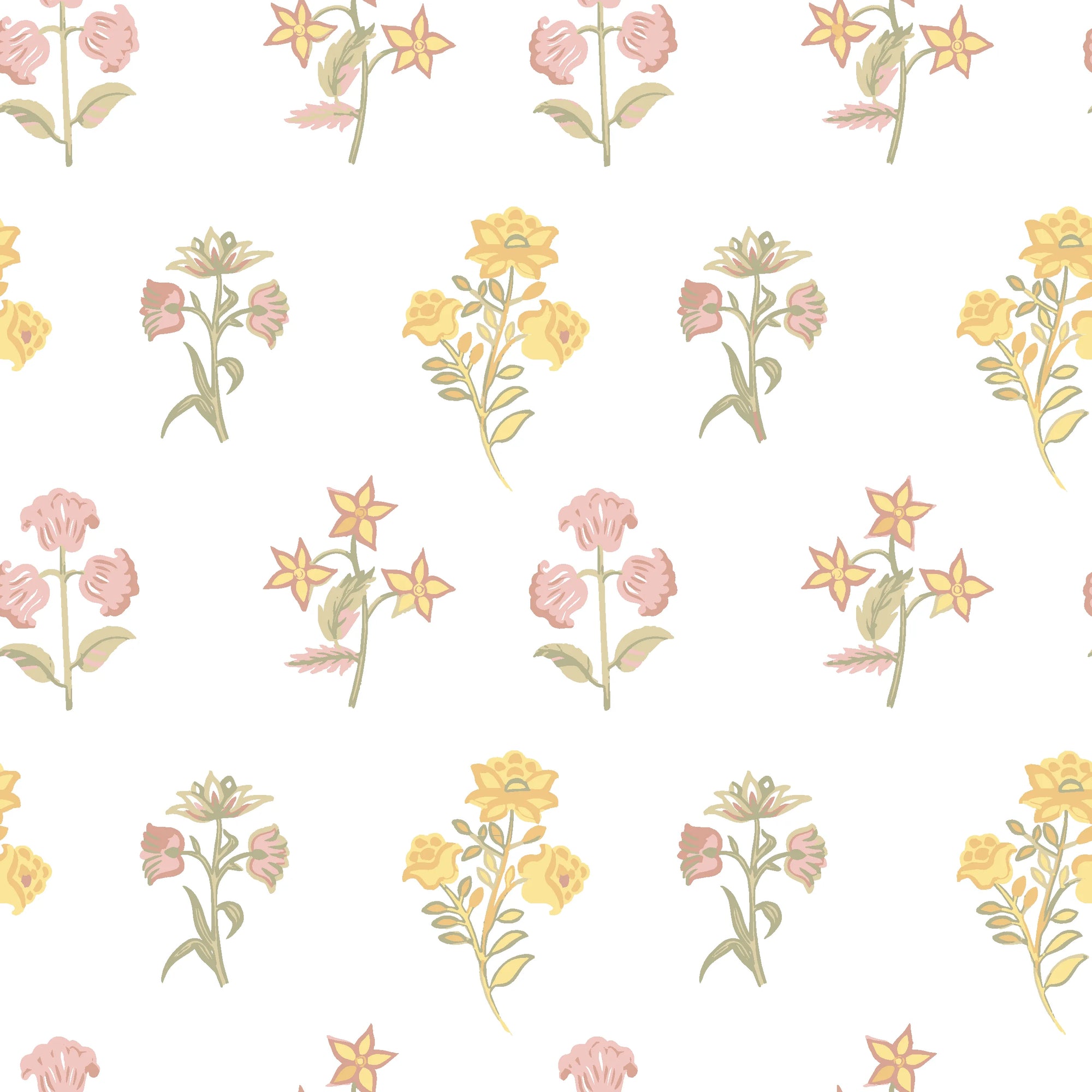 Soft Season pastel floral peel and stick wallpaper