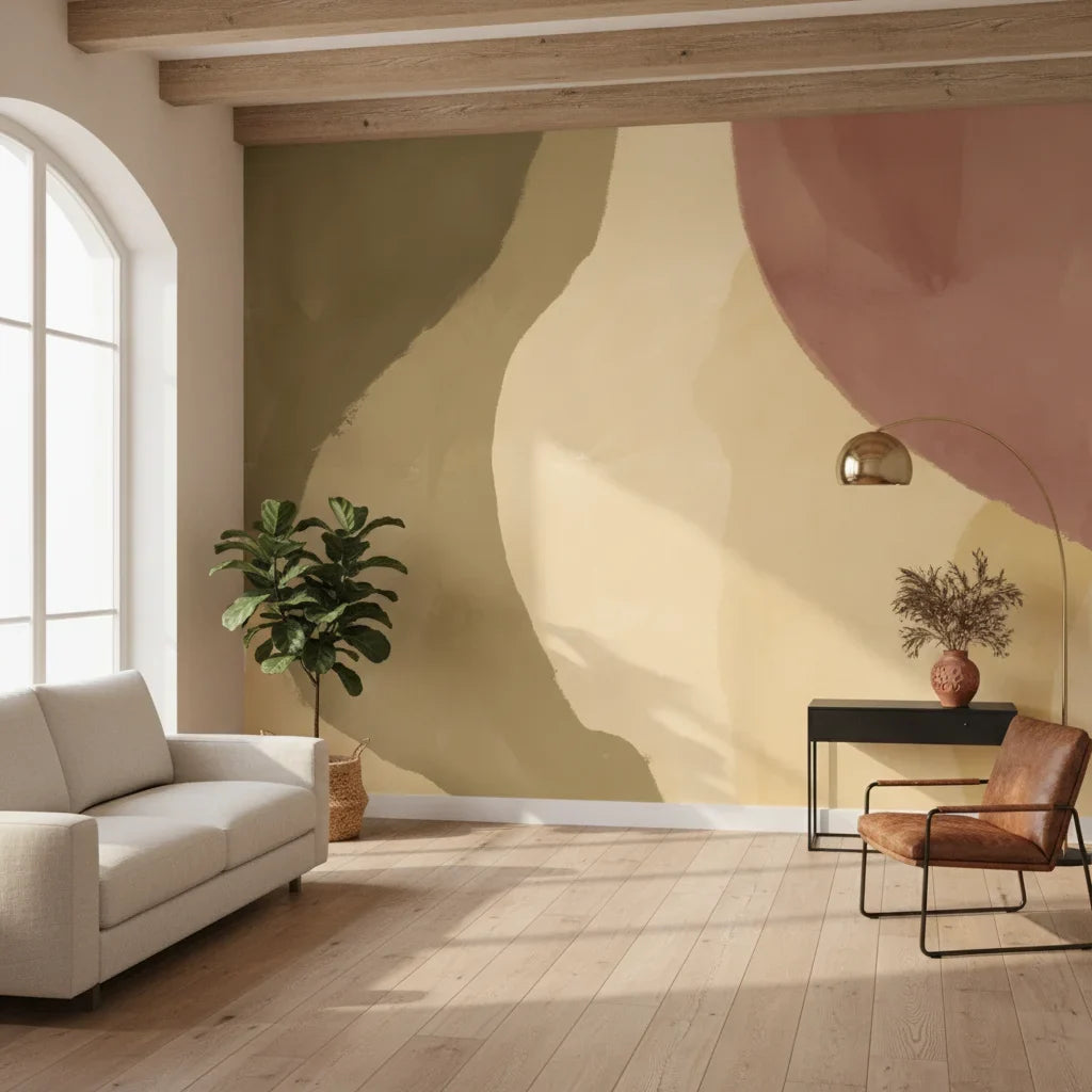 Soft Echo warm earthy abstract in a warm and inviting living room