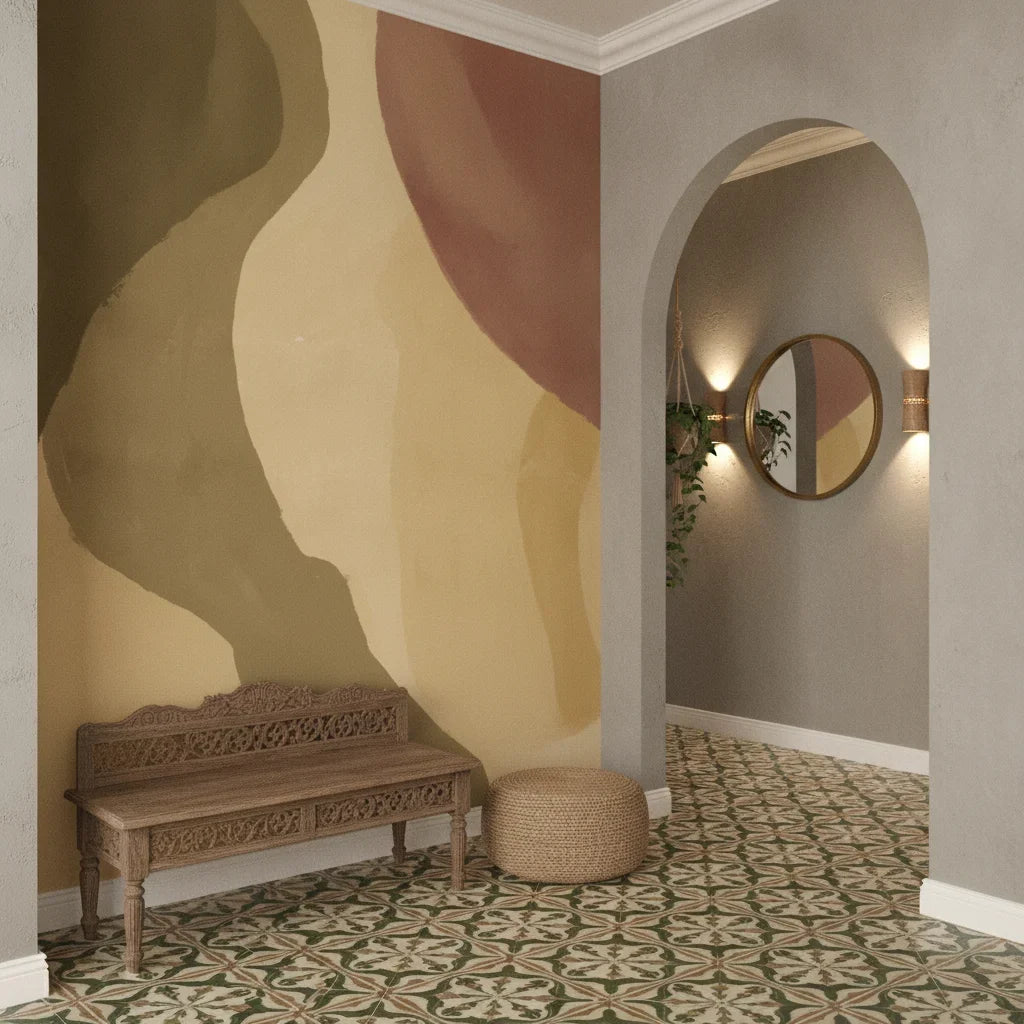 Soft Echo warm earthy abstract creating ambiance in a serene bathroom
