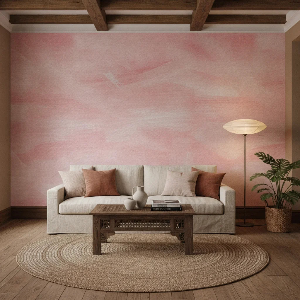 Soft Passage delicate pink textured creating ambiance in a serene bathroom