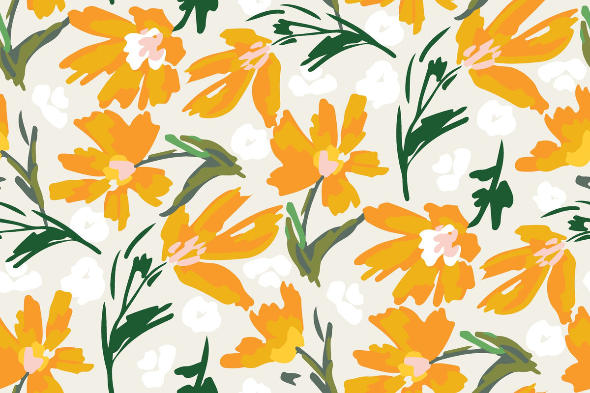 Solar Bloom bright floral wallpaper