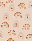 Matte terracotta rainbow and moon phase peel and stick wallpaper - Solstice Rite