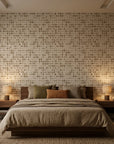Speckled Calm neutral dot pattern wallpaper adding character to a cozy bedroom